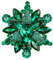 Clearine Broche Fleur Femme Art Déco Marquise Strass Rond pour Vêtements Emeraude Vert Ton Antique Or