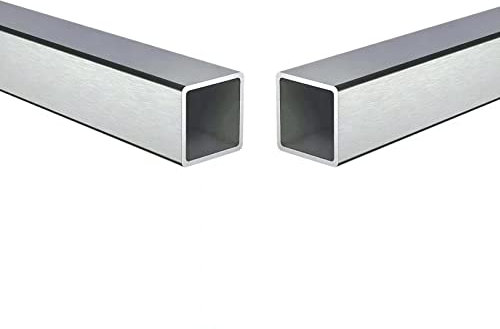Vierkantrohr aus Edelstahl, 25 mm x 25 mm x 1,2 mm x 300 mm, 2 Stück 304 SS Vierkantrohre, 1,2 mm Dicke, poliertes Finish aus Bopao dao
