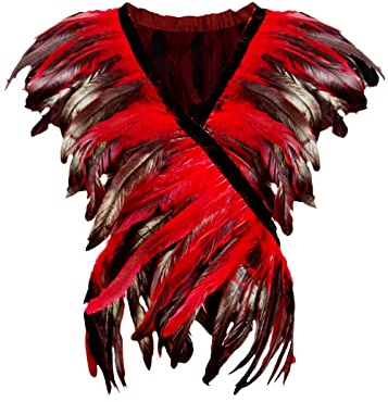 keland Gothic Federkragen Federn Flügel Damen Schulter Feder Cape Black Swan Halloween Maleficent Kostüm (Rot)