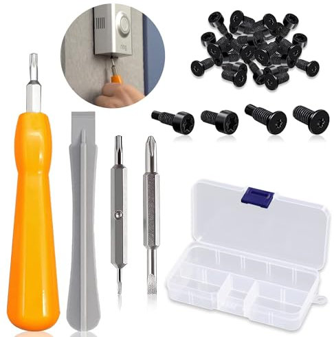 Doorbell Security Screwdriver Set, 2 PCS Double-Ended T6 T15 Screwdriver / 40PCS Screws for Video Doorbell Replacement Release/Wired, Doorbell Battery Change