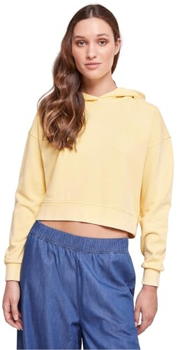Urban Classics Damen Kapuzenpullover Ladies Short Flower Embroidery Terry Hoody vintagesun 4XL