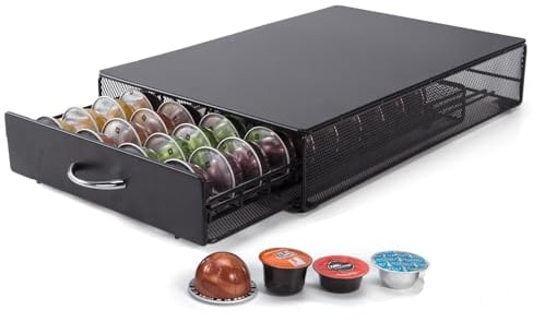 SYSYLY Porte Capsules Compatible avec Nespresso Vertuo Capsules,Tiroir Rangement Dosettes Vertuo,Boite Range Capsules Vertuo,40 Capsules Capacité, Noir.