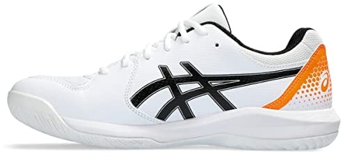ASICS Men's Gel-Dedicate 8 Tennis Shoes, White/Shocking Orange, 11 UK