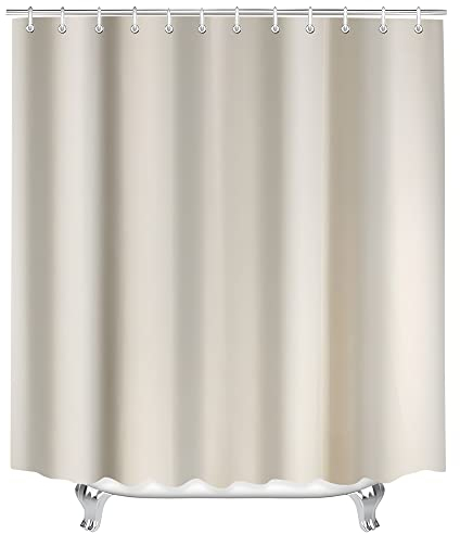 Lerores Duschvorhang 100x200cm Beige, Beschwerter Saum Antischimmel Textil, Wasserabweisend, Waschbar Polyester Stoff Badevorhänge für Badezimmer, Badewanne mit 8 Duschvorhangringe