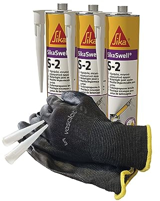 Sika Swell S-2 Dichtmasse wasserdicht, 3x 300ml Oxydrot mit 5 Düsenspitzen