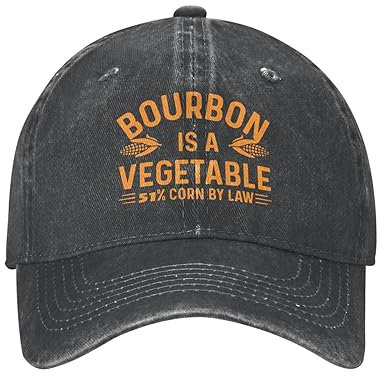 Philysonic Lustige Mütze Bourbon ist ein Gemüse 51% Mais durch Gesetz Hut Männer Baseball Cap mit Design Hüte, Schwarz, Einheitsgr��e