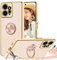TVVTPU Coque pour Xiaomi Redmi Note 12 4G avec Cordon et 360 Degrés Anneau Support, Étui Housse Antichoc Souple Silicone TPU Bumper Protection Case avec Amovible Collier, Rose