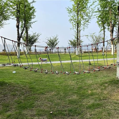 HAZEK Outdoor Swing Bridge, Made of Wood, 16mm Thickened Nylon Rope, Super Strong Load-Bearing Capacity, Suitable for Kindergartens and Outdoor Activities(Size:2m)