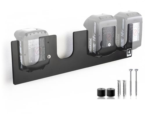 MIOCASTELLO® TAKE&GO Wandhalterung für 4x Makita Akkus 14,4 V / 18 V LXT – einzigartiges Design für platzsparende und griffbereite Aufbewahrung (Farbe: Schwarz)