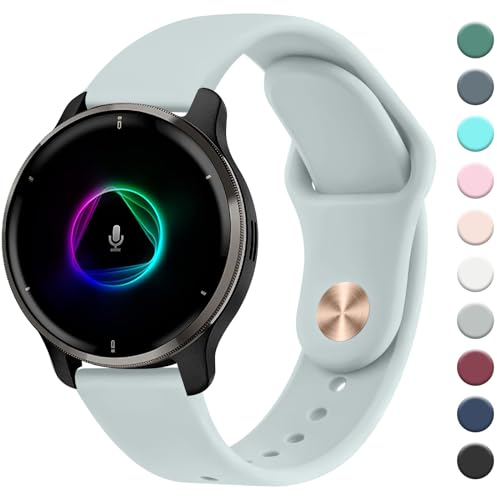 Mugust Bracelet pour Garmin Venu/Venu 2 Plus/Sq/Sq 2 Music - 20 mm - Bracelet de Rechange Classique en Silicone pour Homme et Femme - Vert Clair