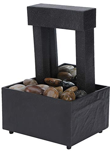 Desktop-Brunnen USB-LED, Tischbrunnen, Beleuchteter Tischbrunnen, Innenwasserbrunnen, Meditation, Zen-beleuchteter Entspannungswasserfall, Tischbrunnen mit Steinen für das Büro