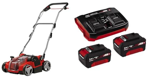 Einhell Akku-Vertikutierer-Lüfter GE-SC 36/35 Li Power X-Change (36 V, 35 cm Arbeitsbreite, klappbarer Führungsholm, inkl. 2X 3,0 Ah Akkus und Twincharger)