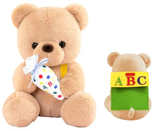 DIKARIYA Geschenke für Mädchen Adventskalender Füllung, Teddybär Kuscheltier mit ABC, Teddy zum Schulanfang, Teddy Bear mit Schultüte zum Befüllen, Plüschteddy für Geschenke Jungen Mädchen Weihnachten