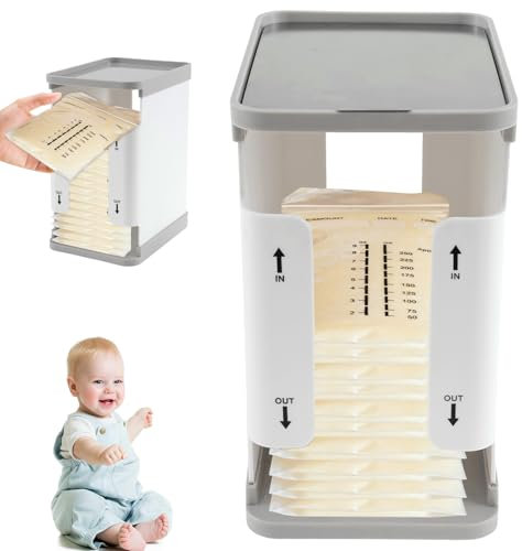 First in First Out Breastmilk Freezer Organizer, 1700ml Breastmilk Storage Container, Reusable Breastmilk Bag Organizer, 20.5×16.5×12cm Breast Milk Storage Tower for Freezing Breastmilk Freezer