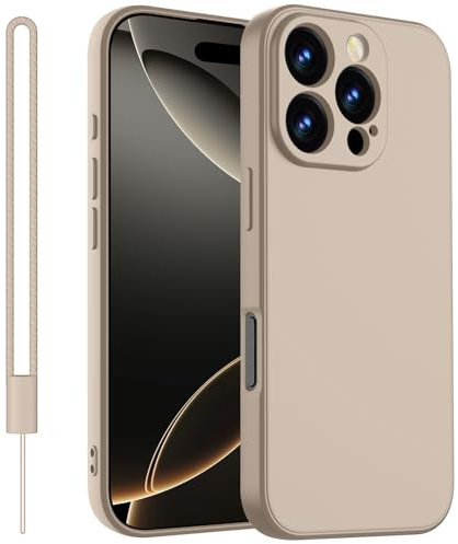 KPPIT for iPhone 16 Pro Max case silicone,iPhone 16 Pro Max Phone case shockproof 6.9,Full camera coverage Military-Grade Protection 360°,With hand strap slim Case-Khaki