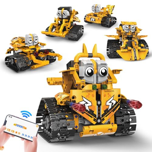 nmoiww télécommande Robot Blocs de Construction Jouets Enfants compatibles avec Lego Technologie de déformation garçons Filles Mode ingénierie Voiture (Jaune)