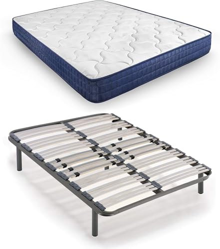 HOGAR24 ES - Cama Completa con Somier Multiláminas de Regulación Lumbar y Colchón Relax Edition con Tratamiento Aloe Vera - Medida: 105x190 cm