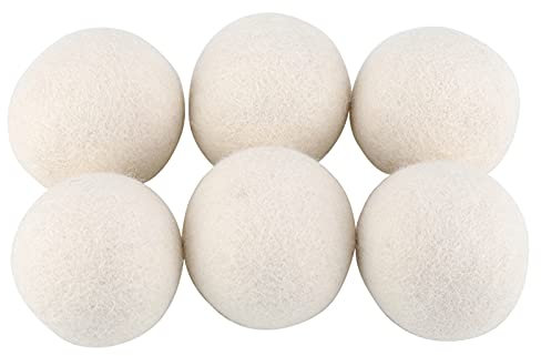 Lot de 6 balles de séchage en laine 6 cm Adoucissant absorbant l'eau Élimine la charge statique du linge