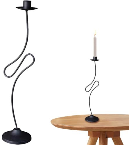 Vintage-Kerzenständer, 13 Zoll großer Kandelaber-Kerzenständer aus Gusseisen, dekorativer Stabkerzenständer für Stumpenkerzen, Kamin, Hochzeitsessen, Party-Tischdekoration, Kandelaber-Kerzenständer