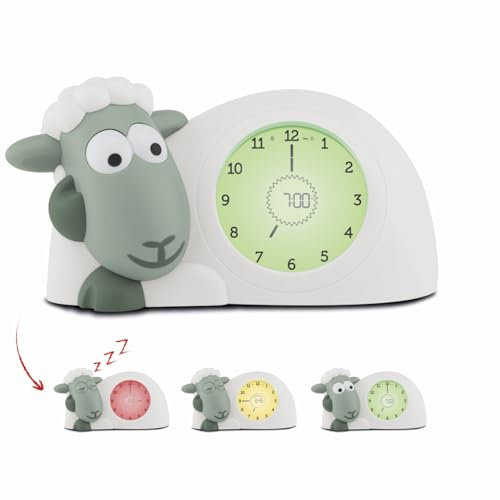 ZAZU Sam The Lamb Uhr – Schlafcoach Uhr und Nachtlicht für Kinder | Bringt Ihrem Kind mit visuellen Indikatoren bei, wann es aufwachen soll | Einstellbare Helligkeit | Automatische Abschaltung (Sage)