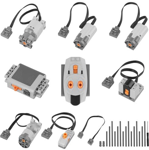 QWORK® 25 PCS Power Function Kit, Power Function Motor, Motor Battery Box, Remote Receiver, Servo Motor & Accessories