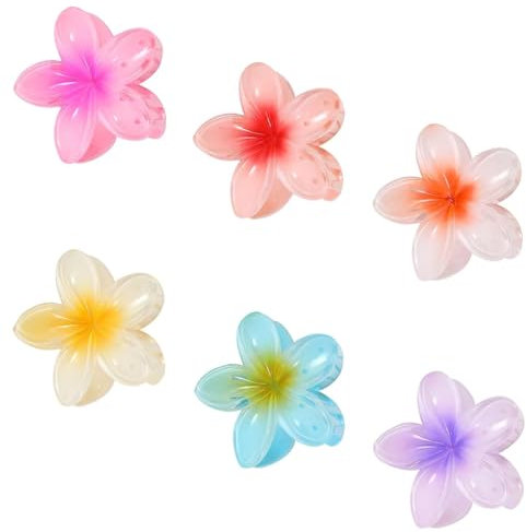 Flor Pinzas Pelo Mujer,6 PCS Pinzas Pelo Flor Hawaianas Antideslizantes Clips de Pelo de Flores Grandes Accesorios para el Cabello Coloridos Hebillas Aesthetic Pinzas Pelo Mujer Niña