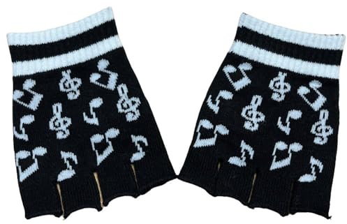 mugesh Handschuhe Notenmix - schönes Geschenk für Musiker (weiß)