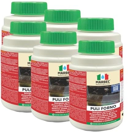 MARBEC PULI FORNO 1KGX6PZ Detergente gel disincrostante e sgrassatore per forni, barbecue, pentole e pirofile. Inodore, potente contro croste nere e grasso bruciato.