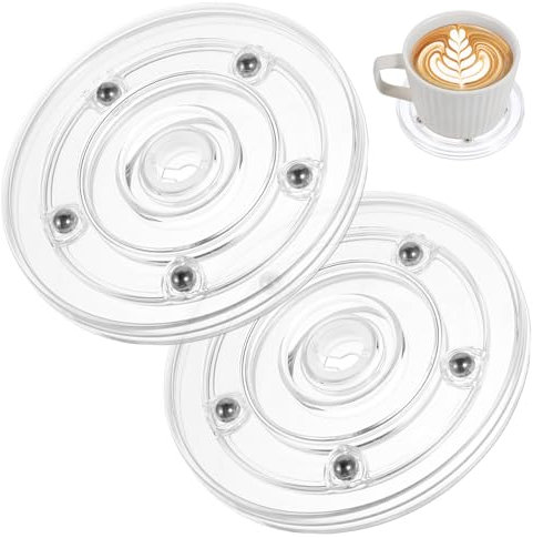 2 platos giratorios acrílicos de 4 pulgadas, rodamientos de plástico, organizador de tocadiscos transparente, placa giratoria redonda para baño, cocina, armario, mesa, estante de especias, decoración