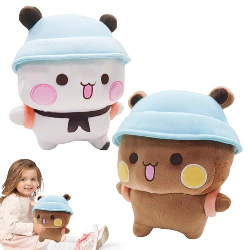 YANGUN Bubu Dudu Kuscheltier, 2 Stück Bubu Dudu Plüsch, Dudu Bubu Plüschtier, Bär Panda Bubu Dudu Kuscheltier, Bezauberndes weiches Plüschtierkissen, Geburtstagsfeiergeschenke für Mädchen und Jungen