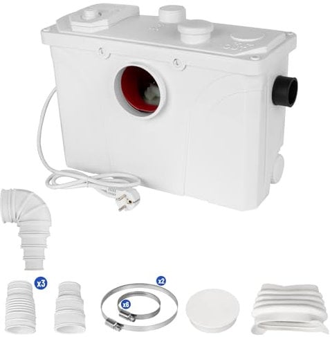 WC Con Sistema di Sollevamento Potente da 700W, Pompe per Acqua Sporca da 190L/Min, Pompa per Feci, Pompa Domestica per WC, Docce, Vasche da Bagno, Lavandini, Lavastoviglie, 4 Ingressi