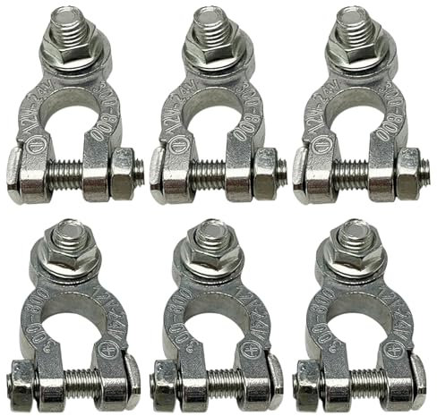 6 Pcs Battery Terminals, Universal Car Battery Terminals, Stud Type Battery Terminal Connectors, Heavy Duty 12V/24V Terminal, Easy to Install for Motorcycle, Marine, Auto