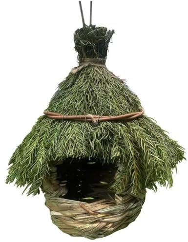 Uzztfa Vogelhaus Aus Gras, Gewebtes Vogelhaus, Gemütlicher Ruheplatz Für Vögel, Brutplatz Zum Aufhängen, Versteck Für Hu-finken, Spatzenhaus, Schlafsäcke Für Vögel, Kanariennest