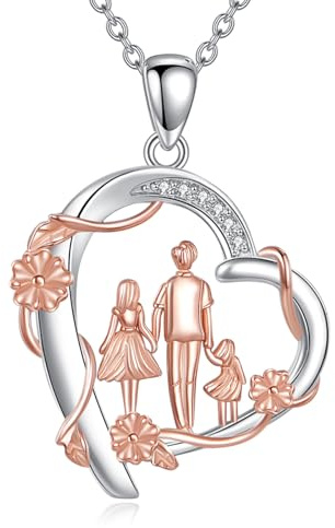 YAFEINI Mutter und Tochter Halskette 925 Sterling Silber Mutter Herz Halskette Weihnachten Geburtstag Anhänger Muttertag Kette Schmuck Geschenke für Mutter Tochter