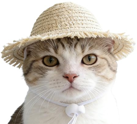 Hats For Cats -,Straw, Outdoor Summer Dog Pet Hat,Adjustable Clothes | Enhancement: Designed For Puppy Kitten Small Medium Breed Cosplay Party Home Travel Outdoor Walking Picnic Camping