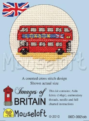 Mouseloft Mini Cross Stitch Kit - London Bus, Images of Britain Collection
