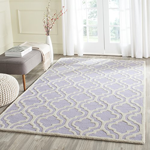 SAFAVIEH Cambridge Collection Area Rug - 5' x 8', Lavender & Ivory, Handmade Moroccan Wool, Ideal for High Traffic Areas in Living Room, Bedroom (CAM132C)