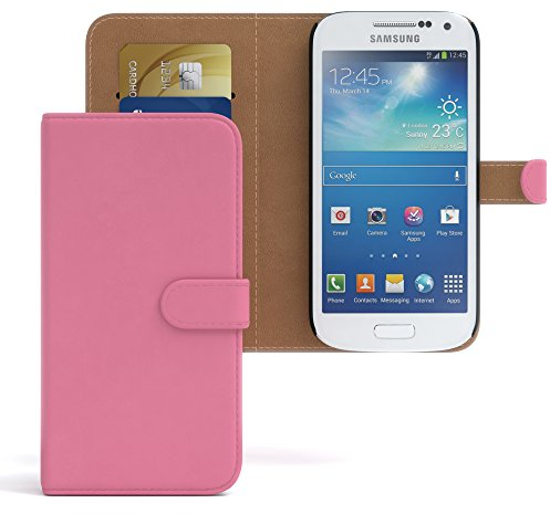 EAZY CASE Tasche kompatibel mit Samsung Galaxy S4 Mini Schutzhülle mit Standfunktion Klapphülle Bookstyle, Handytasche Handyhülle mit Magnetverschluss und Kartenfach, Kunstleder, Rosa