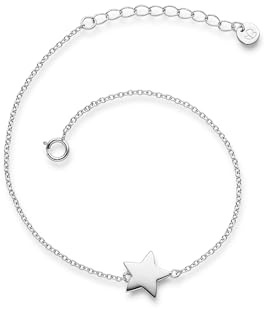 GLANZSTÜCKE MÜNCHEN Damen Armband Stern aus 925/- Sterling Silber 17 + 3 cm | Silberkettchen,Silberarmband,mit Anhänger,Armkettchen,Motivarmband,Ankerarmband
