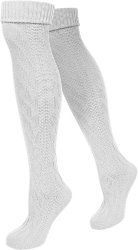 normani Lange Trachtensocken Trachtenstrümpfe Zopf Socken meliert Farbe Weiß Größe 47-50
