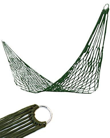 OUTDOOR SAXX Paracord Hängematte, Netz Schaukel, Camping, Garten, 2m x 80cm, Oliv-grün