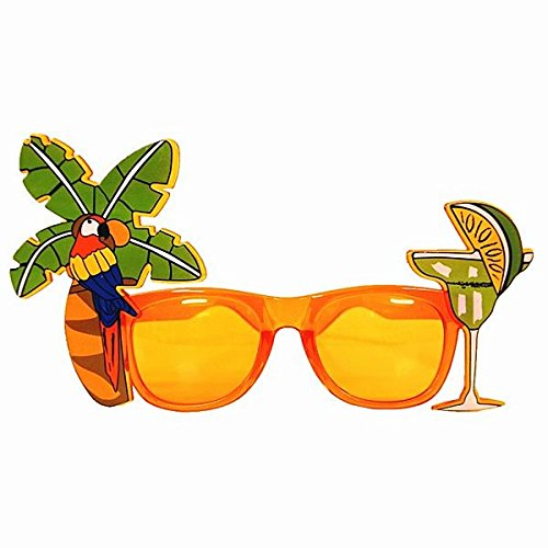 Generic Tropical Retro Butterfly Sunglasses - Orange & Green, Summer, Beach, Hawaii, Holiday