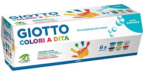 GIOTTO Gouache Aux Doigts - Coffret Carton 6 Pots 100Ml