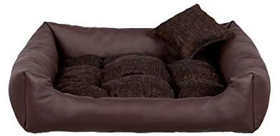 Gutekissen® Hundebett aus Ökoleder Hundebett Hundesofa Hundeliege Hundekissen Kunstleder Hundeschlafplatz - Langlebige Materialien und hohe Qualität EKO (L - 90x75, Braun)