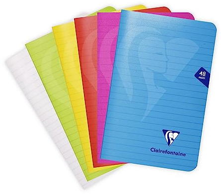 Clairefontaine 303656C Heft Mimesys 11 x 17cm, 24 Blatt, liniert mit Rand, 1 Stück, farbig sortiert