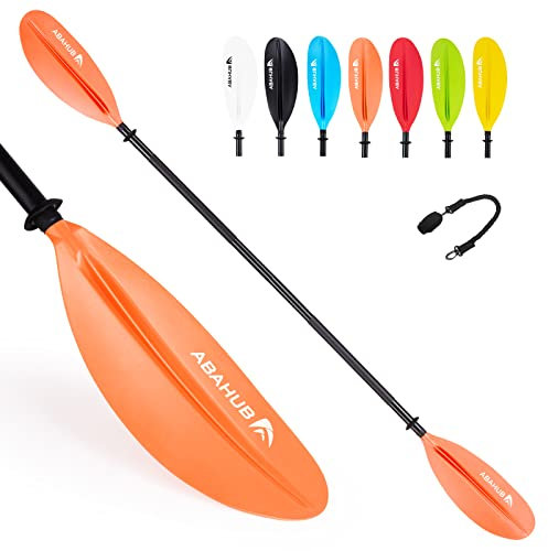 Abahub 218/230/241cm Kajak Paddel Aluminium Doppelpaddel mit Paddelleine für Kajakfahren Ruderboot Kanusport Aluminiumlegierungs Schaft Kunststoff Klingen Schwarz/Weiß/Rot/Blau/Grün/Orange/Gelb