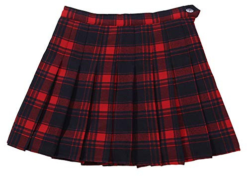 YFPICO Mädchen Plaid Rock mini Faltenrock Schulmädchen-Stil Geeignet für 3-14 Jahre mit Doppel Schicht Material, Rot, 164