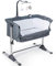 COSTWAY 2 in 1 Babybett, Reisebett mit Matratze, Beistellbett höhenverstellbar mit Spielbogen, Spieluhr & Tragetasche, Stubenwagen tragbar mit Rollen für 0-6 Monaten Baby (Grau)