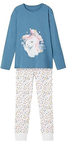 NAME IT Mädchen Nkfnightset Real Teal Unicorn Noos Pyjamaset, 122-128 (1er Pack)