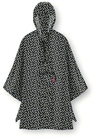 reisenthel mini maxi poncho in Signature Schwarz – Klein verpackter Regencape aus hochwertigem Polyestergewebe – Ansprechendes Design mit weiter Kragenöffnung